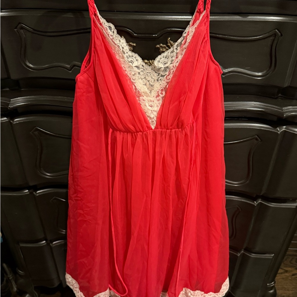 Red Lace-Trimmed Chemise